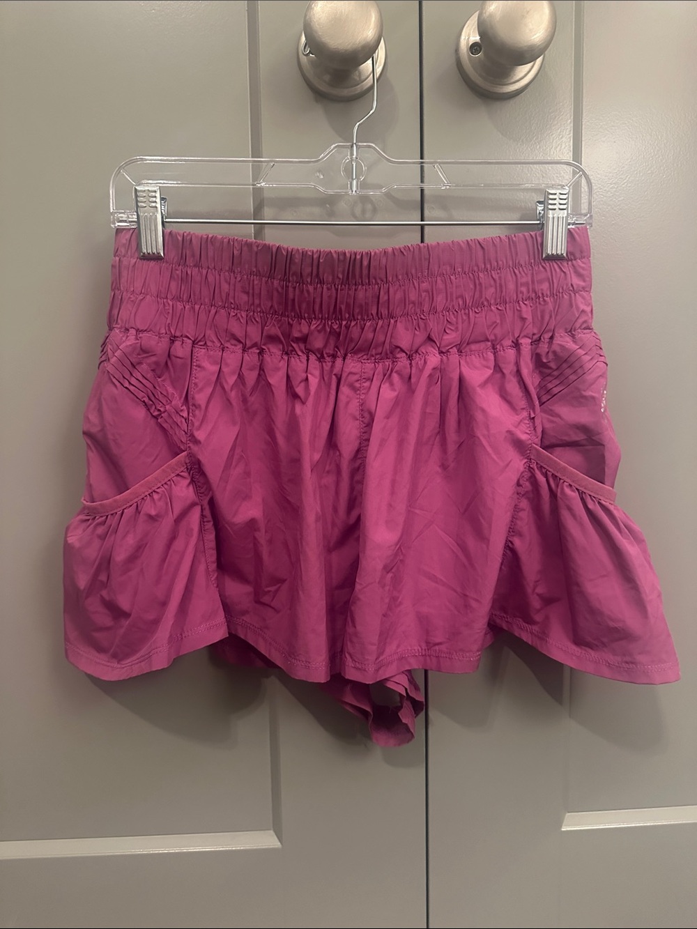 FP Movement Women’s Pink Elastic-Waist Active Shorts with Side Pockets